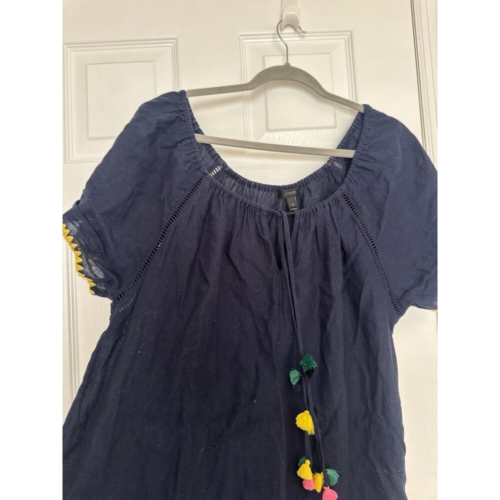 J.Crew Womens Medium Dark Blue Mini Dress Linen Blend - Picture 5 of 9